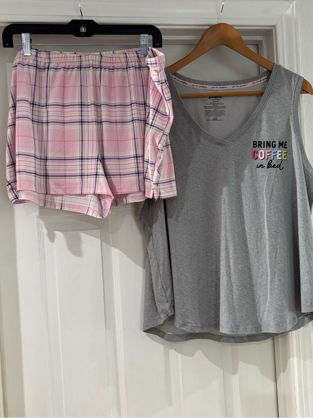 JoySpun Coffee Tank & Plaid Shorts Pajama Set XL - Picture 2 of 10